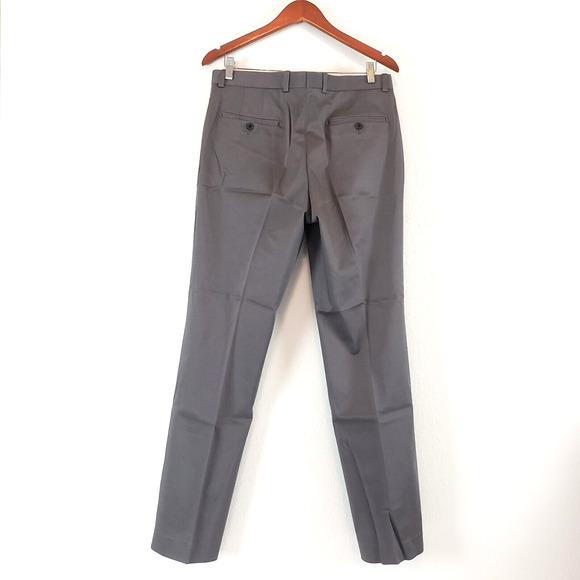 Perry Ellis Premium SIZE 32 X 32 Tailored Fit Gray Flat Front Cotton Pants Mens - Picture 4 of 9